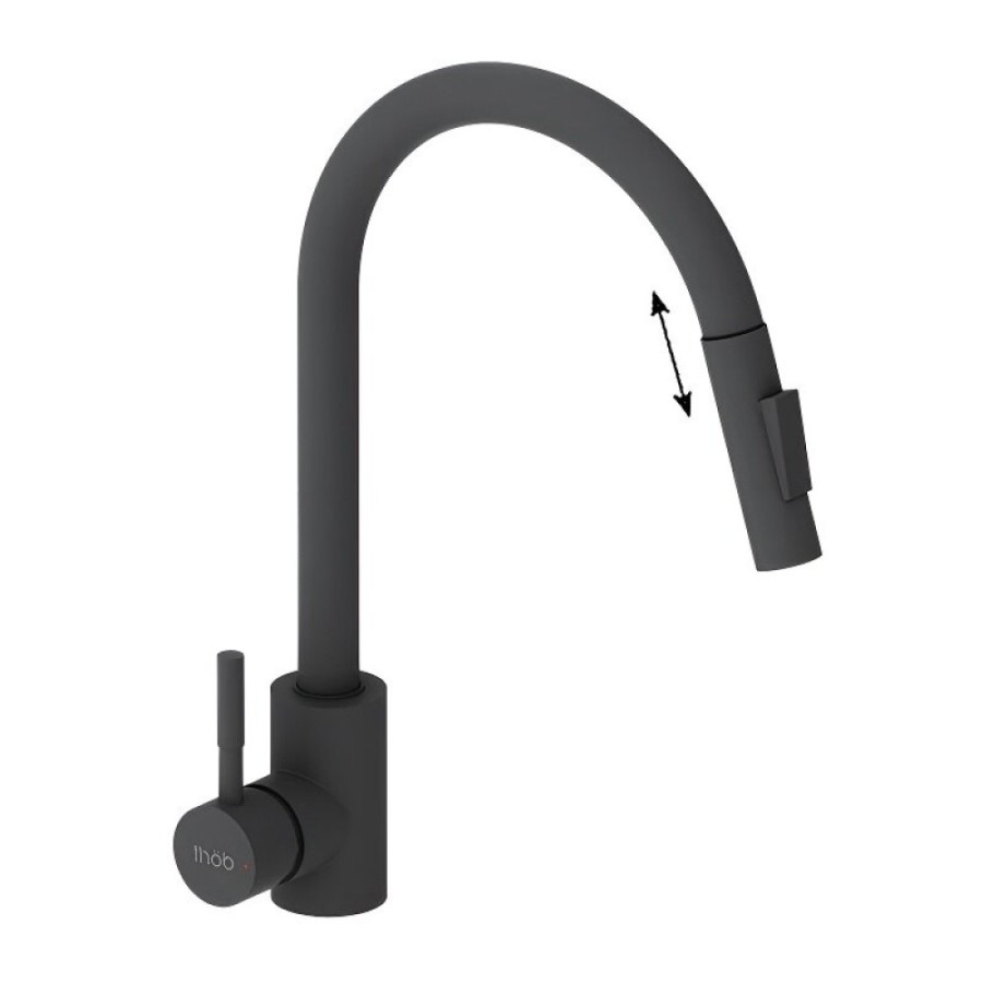 Смеситель для кухни Dorff Logic D3007522, с выдвижным изливом, черный матовый