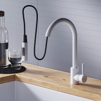 Смеситель для кухни Dorff Logic D3007533, с выдвижным изливом, белый матовый