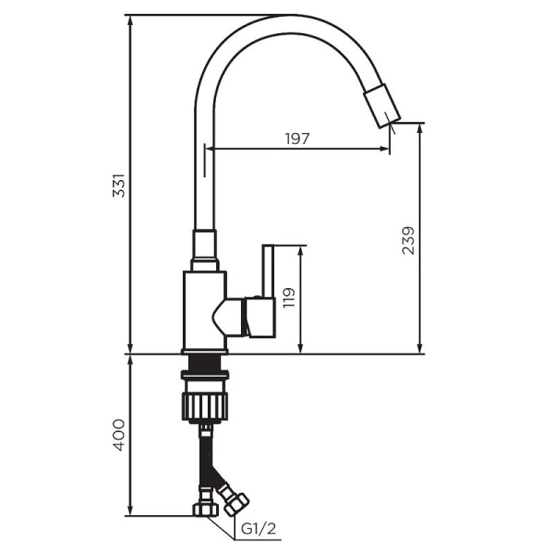 Смеситель для кухни Dorff Logic D3007622, с гибким изливом, черный матовый