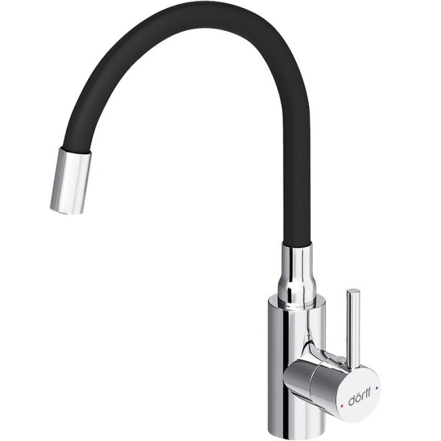 Смеситель для кухни Dorff Logic D3007622, с гибким изливом, черный матовый