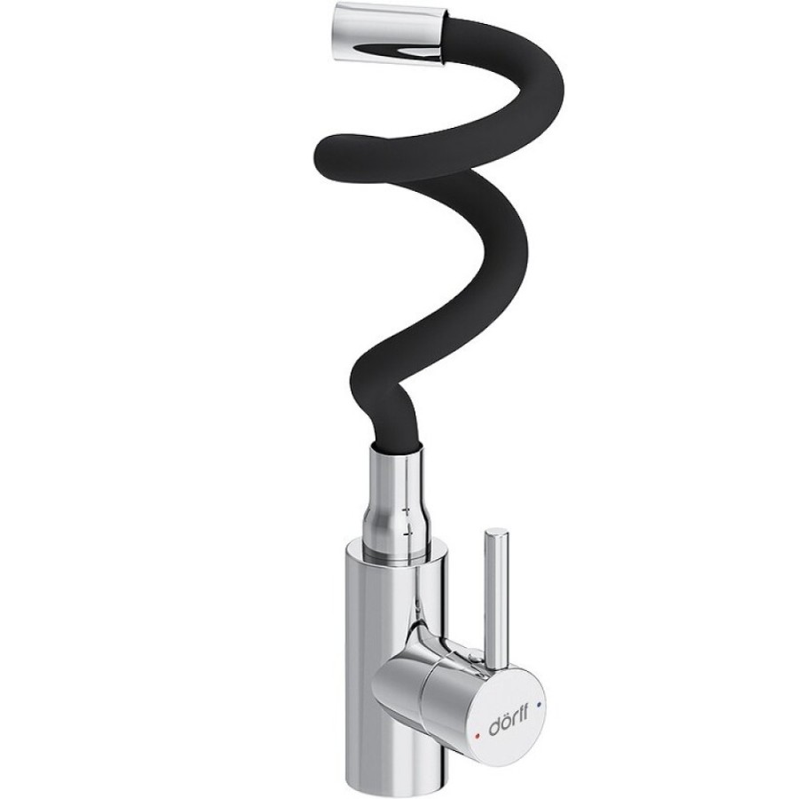Смеситель для кухни Dorff Logic D3007622, с гибким изливом, черный матовый