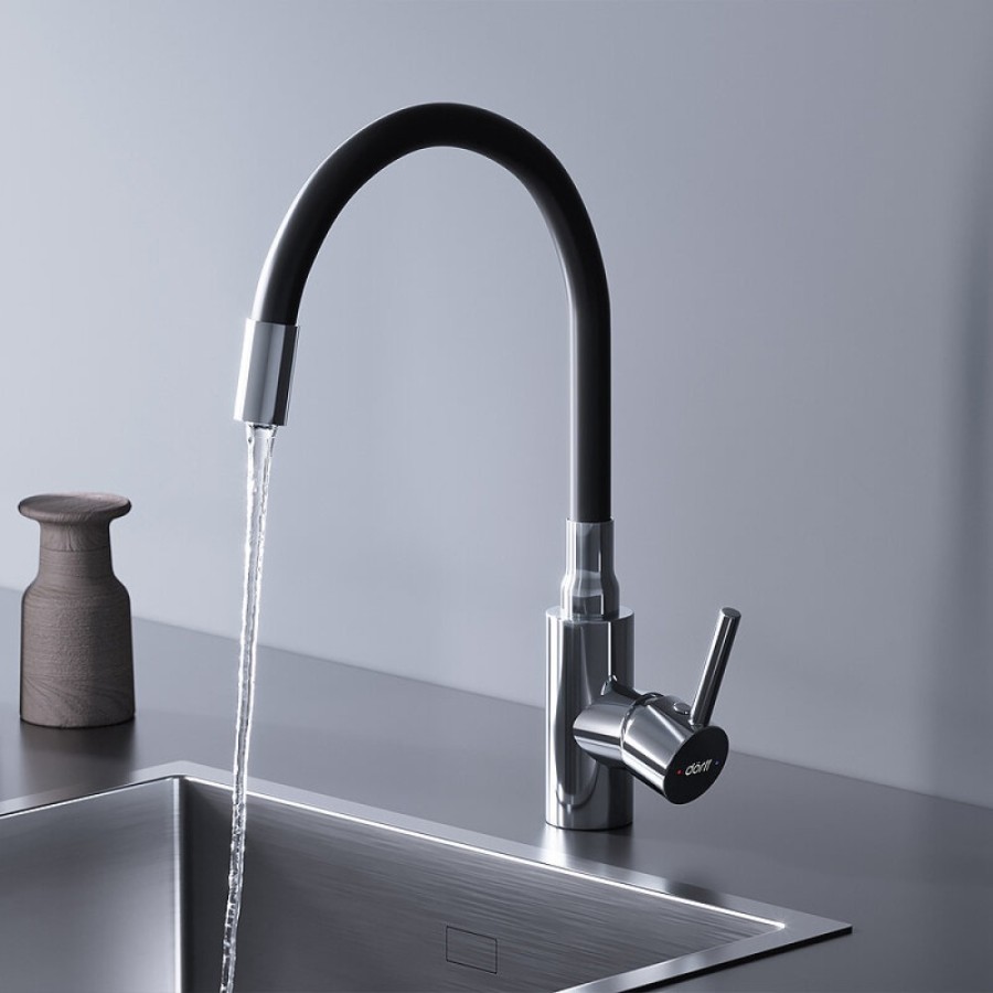 Смеситель для кухни Dorff Logic D3007622, с гибким изливом, черный матовый