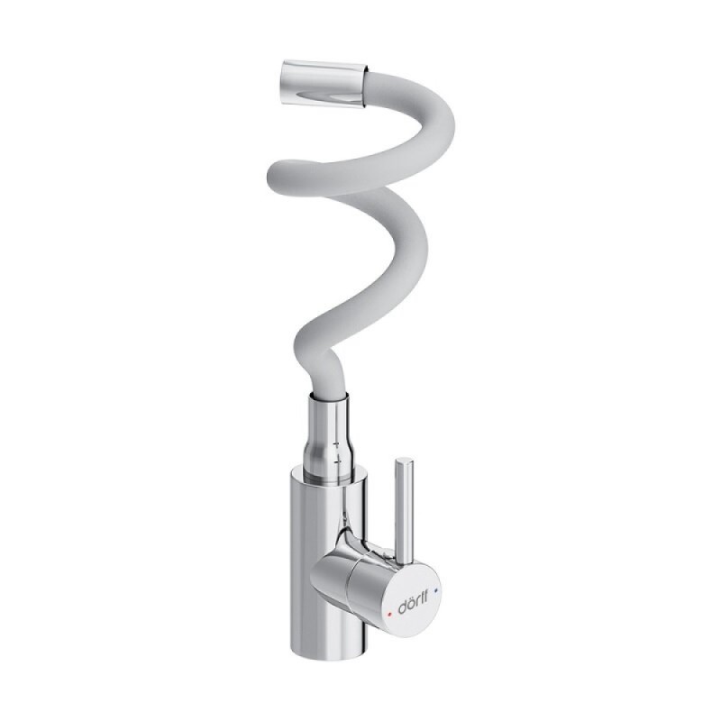 Смеситель для кухни Dorff Logic D3007633, с гибким изливом, белый матовый