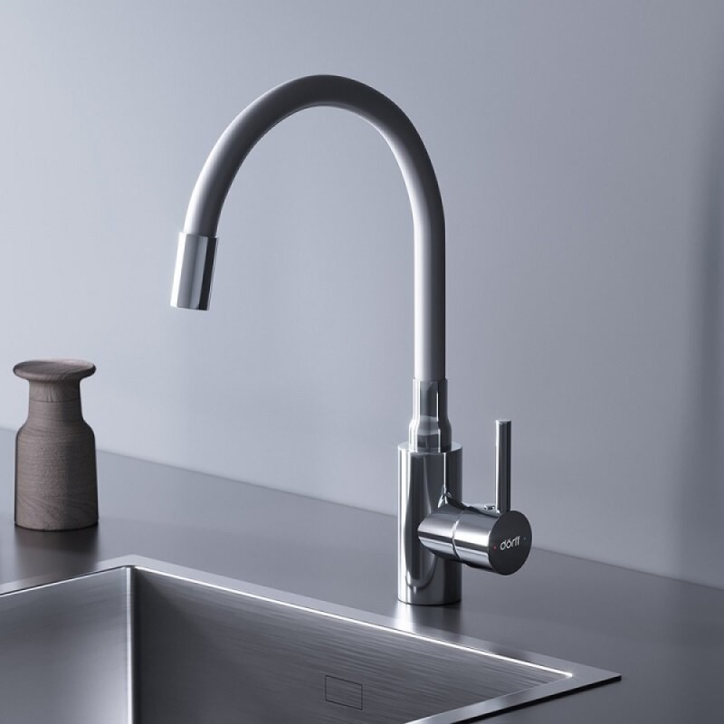 Смеситель для кухни Dorff Logic D3007633, с гибким изливом, белый матовый