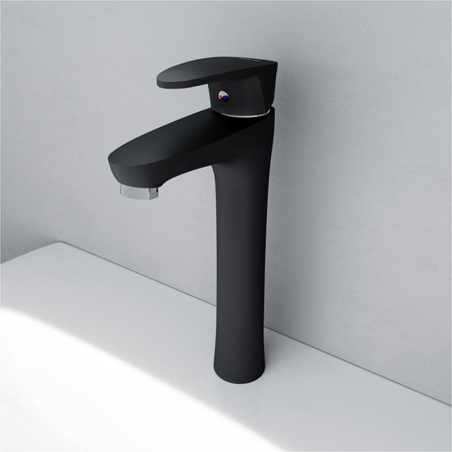Смеситель для раковины Dorff Alpha высокий, D9022000BL, черный