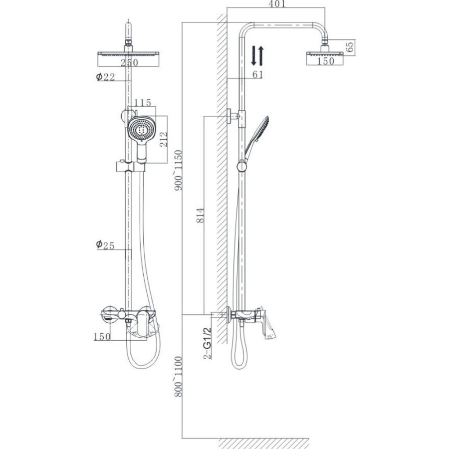 Душевая система D&K Venice Baciano DA1033701B14, хром