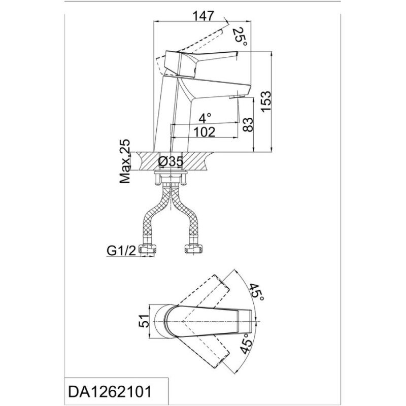 Смеситель D&K Mosel Rhein DA1262101 для раковины, хром