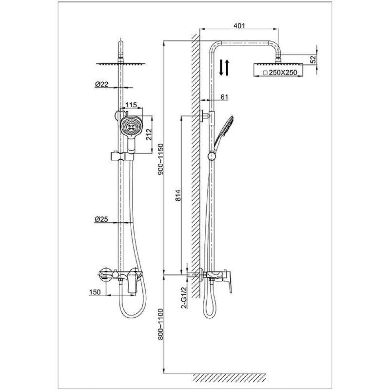 Душевая система D&K Reisling Rhein DA1273701B03, хром