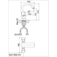 Смеситель D&K Grimm Hessen DA1382101 для раковины, хром