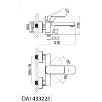 Смеситель D&K Berlin.Technische для ванны и душа, с душевым гарнитуром, DA1433225, черный матовый