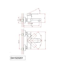 Смеситель D&K Bayern.Furth DA1523201 для ванны и душа, с душевым гарнитуром, цвет хром
