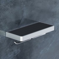 Держатель туалетной бумаги Damixa Jupiter DA77341900 двойной, с полочкой, хром, черный матовый