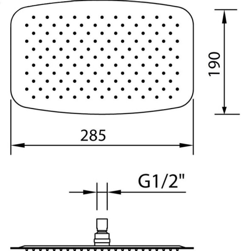 Верхний душ D&K, 28,5 х 19 см, 1 режим струи, пластик, DC1004862, хром