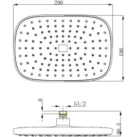 Верхний душ D&K, 29 х 20 см, 1 режим струи, пластик, DC1004863, хром