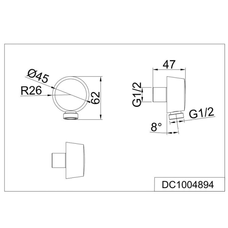 Шланговое подсоединение D&K, DC1004894, хром