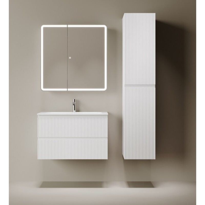 Зеркальный шкаф Sancos Diva DIV800, 80 см, с LED подсветкой, выключатель сенсорный, белый