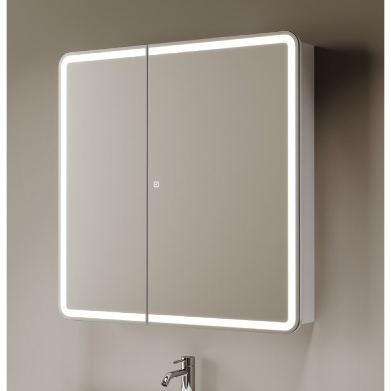 Зеркальный шкаф Sancos Diva DIV800, 80 см, с LED подсветкой, выключатель сенсорный, белый