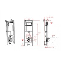 Инсталляция D&K DI8140116 для подвесного унтиза, с клавишей смыва цвета хром