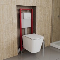 Инсталляция D&K DI8640116 для подвесного унитаза, с белой клавишей смыва