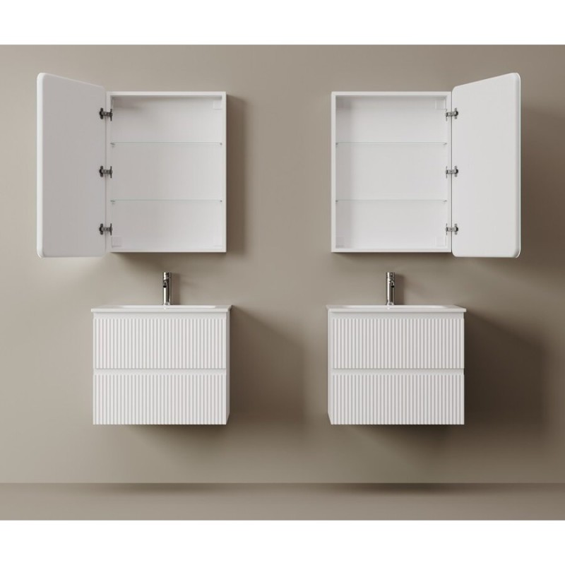Зеркальный шкаф Sancos Diva DIV600, 60 см, с LED подсветкой, выключатель сенсорный, белый