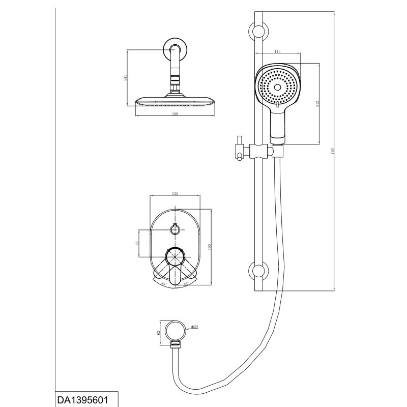 Душевой комплект D&K Rhein Marx DA1395601 С ВНУТРЕННЕЙ ЧАСТЬЮ