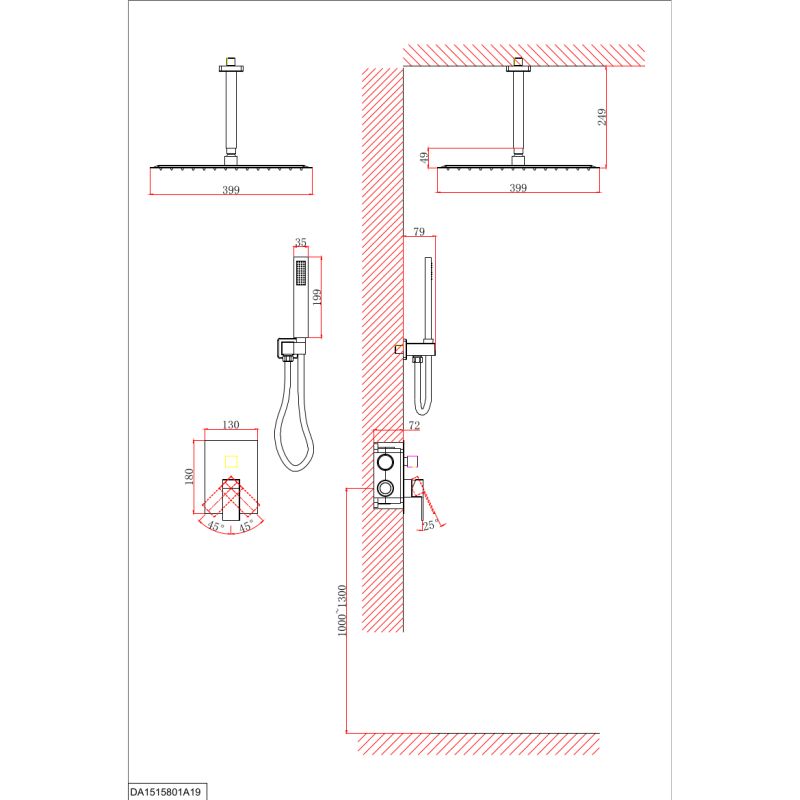 Душевой комплект D&K Bayern.Liszt DA1515805A19 С ВНУТРЕННЕЙ ЧАСТЬЮ, черный