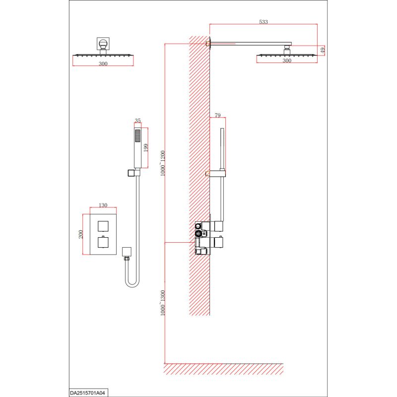 Душевая система D&K Bayern Liszt DA2515706A04 с термостатом Серый графит