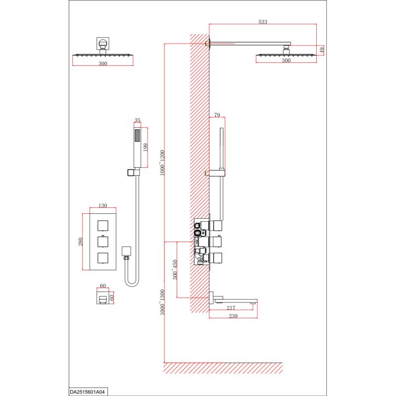 Душевая система D&K Bayern Liszt DA2515607A04 с термостатом Золото матовое