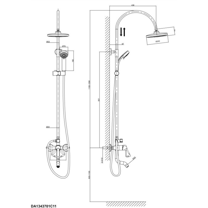 Душевая стойка D&K Ambrosius Rhein DA1343701C11