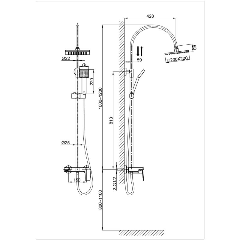 Душевая стойка D&K Lessing Rhein DA1323701C05