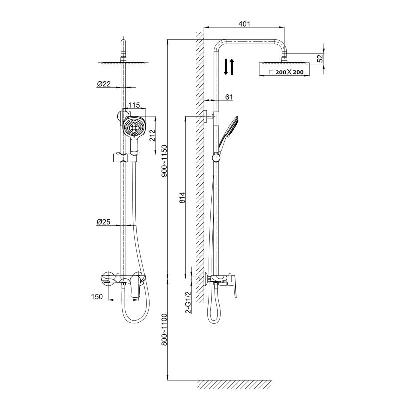 Душевая стойка D&K Rhein Reisling DA1273701B03