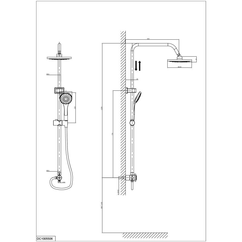 Душевая стойка D&K Bayern.Fürth DA1524701B18 с гигиеническим душем, хром