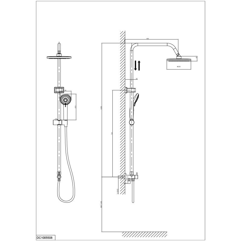 Душевая стойка D&K Bayern.Fürth DA1524705B18 с гигиеническим душем, черная