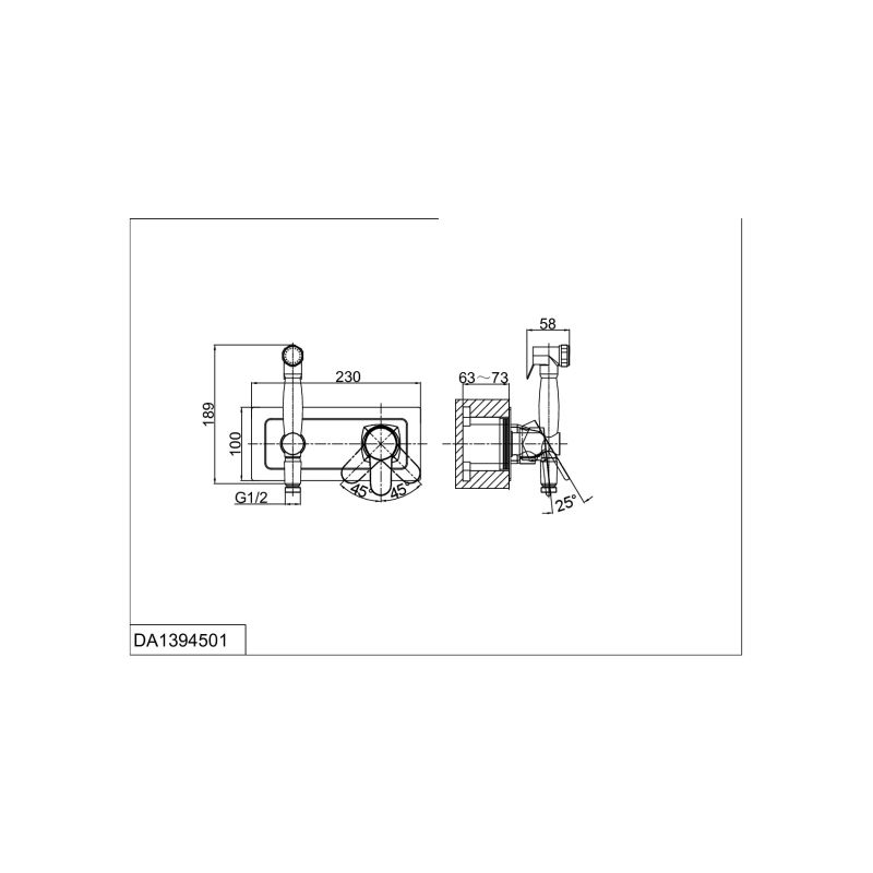 Гигиенический душ D&K Rhein Marx DA1394501 со смесителем, С ВНУТРЕННЕЙ ЧАСТЬЮ