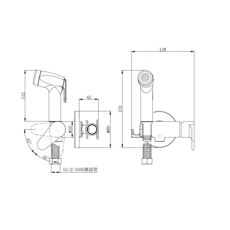 Гигиенический душ D&K Rhein Marx DA1394585 со смесителем, С ВНУТРЕННЕЙ ЧАСТЬЮ