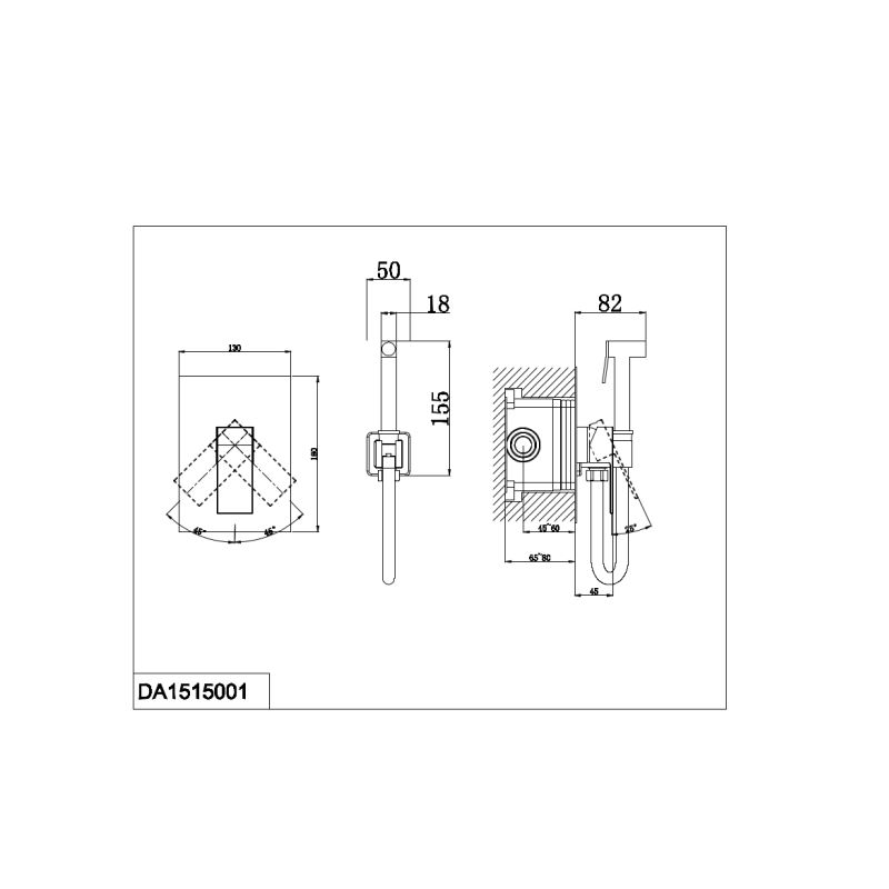 Гигиенический душ D&K Bayern.Liszt DA1515001 со смесителем, С ВНУТРЕННЕЙ ЧАСТЬЮ, хром