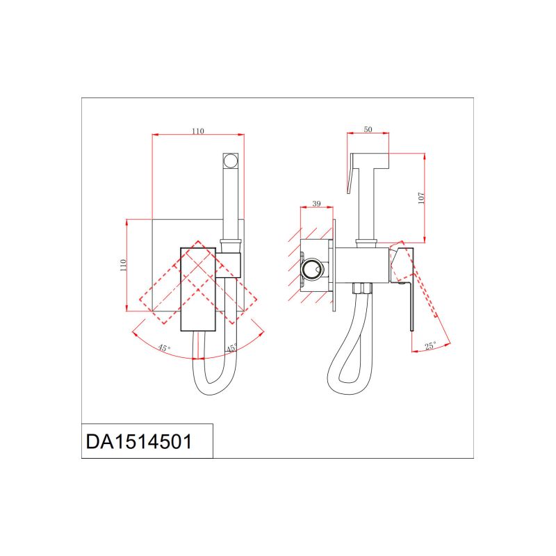 Гигиенический душ D&K Bayern.Liszt DA1514506 С ВНУТРЕННЕЙ ЧАСТЬЮ, графит