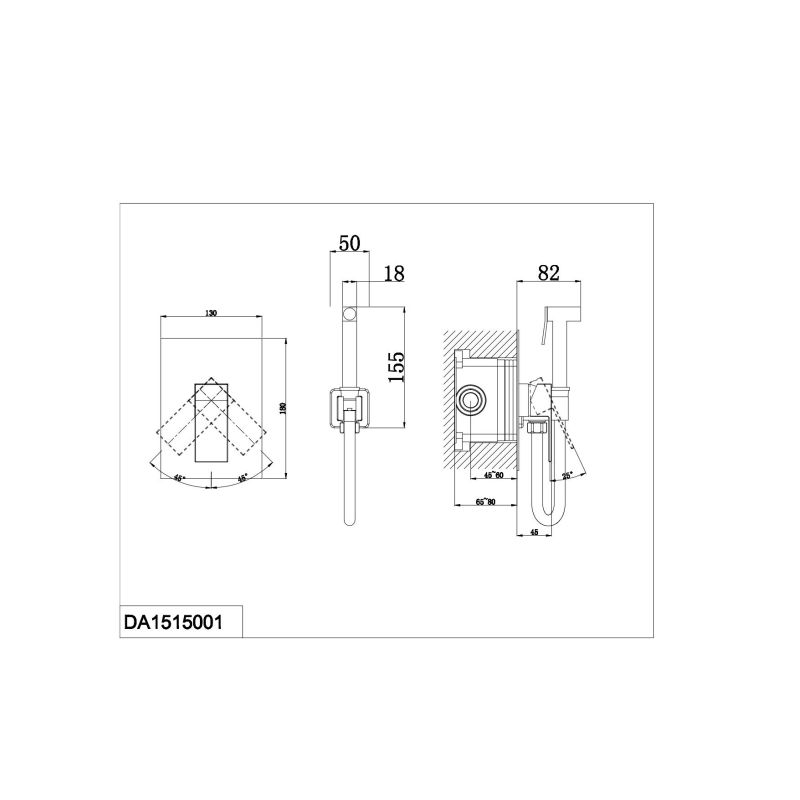 Гигиенический душ D&K Bayern.Liszt DA1515008 С ВНУТРЕННЕЙ ЧАСТЬЮ, матовый белый