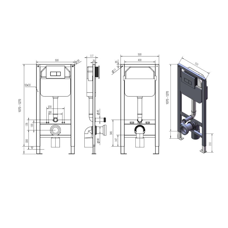 Инсталляция D&K DI8050127 для унитаза без клавиши смыва