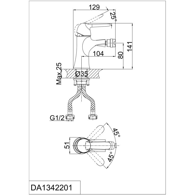 Смеситель для биде D&K Ambrosius Rhein DA1342201 Хром