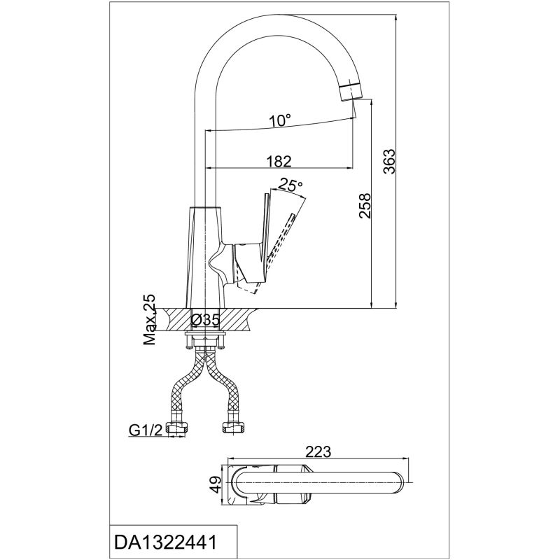 Смеситель для кухни D&K Lessing Rhein DA1322441