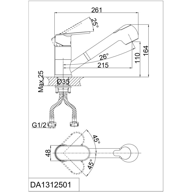 Смеситель для кухни D&K Rhein Speyer DA1312501 Хром