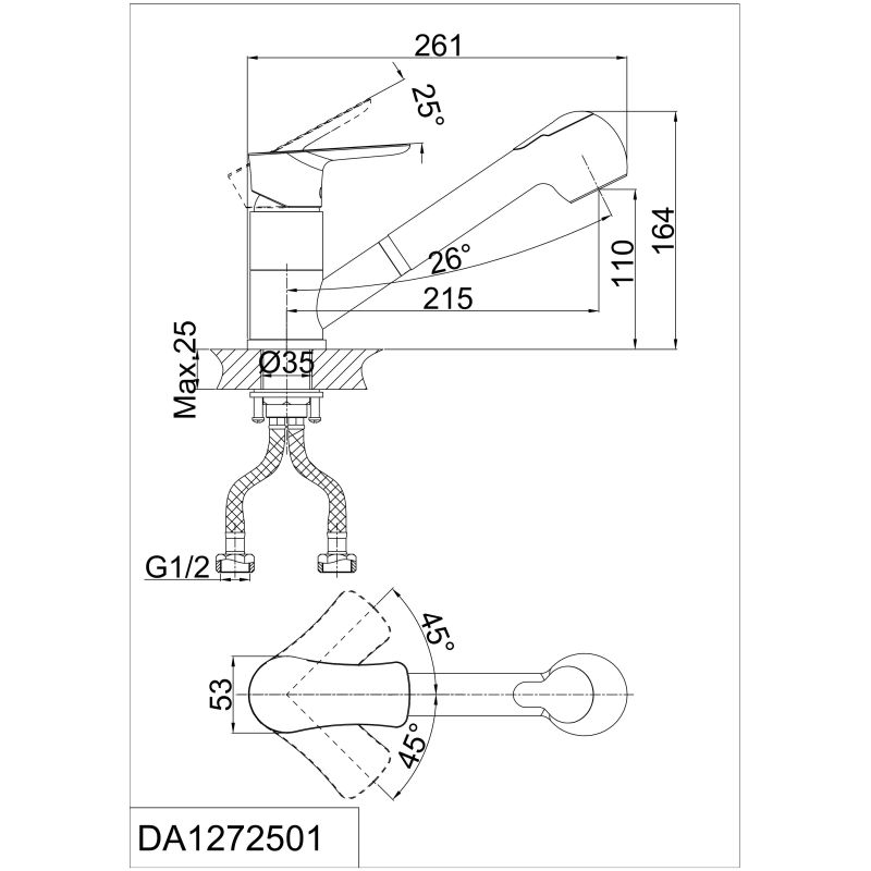 Смеситель для кухни D&K Reisling Rhein DA1272501 Хром