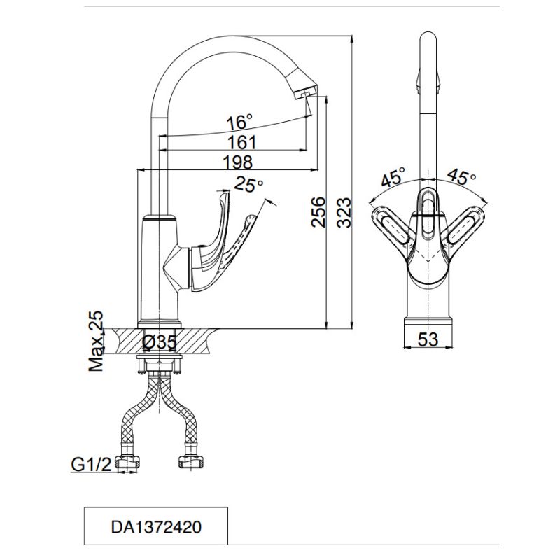 Смеситель для кухни D&K Eucharius Rhein DA1372423 песочный