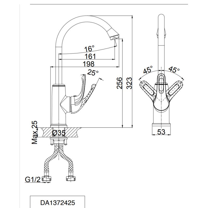 Смеситель для кухни D&K Berlin Technische DA1432425 черный