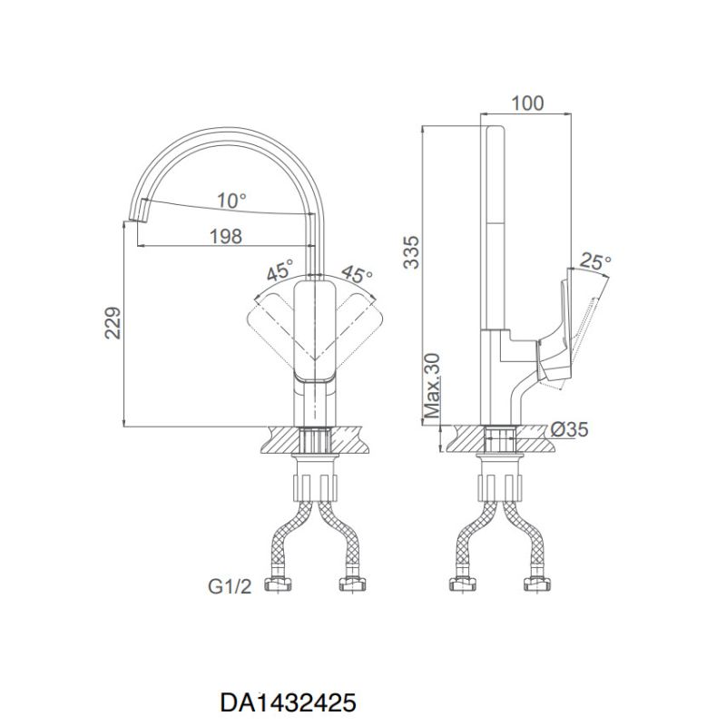 Смеситель для кухни D&K Berlin Steinbeis DA1432426 белый
