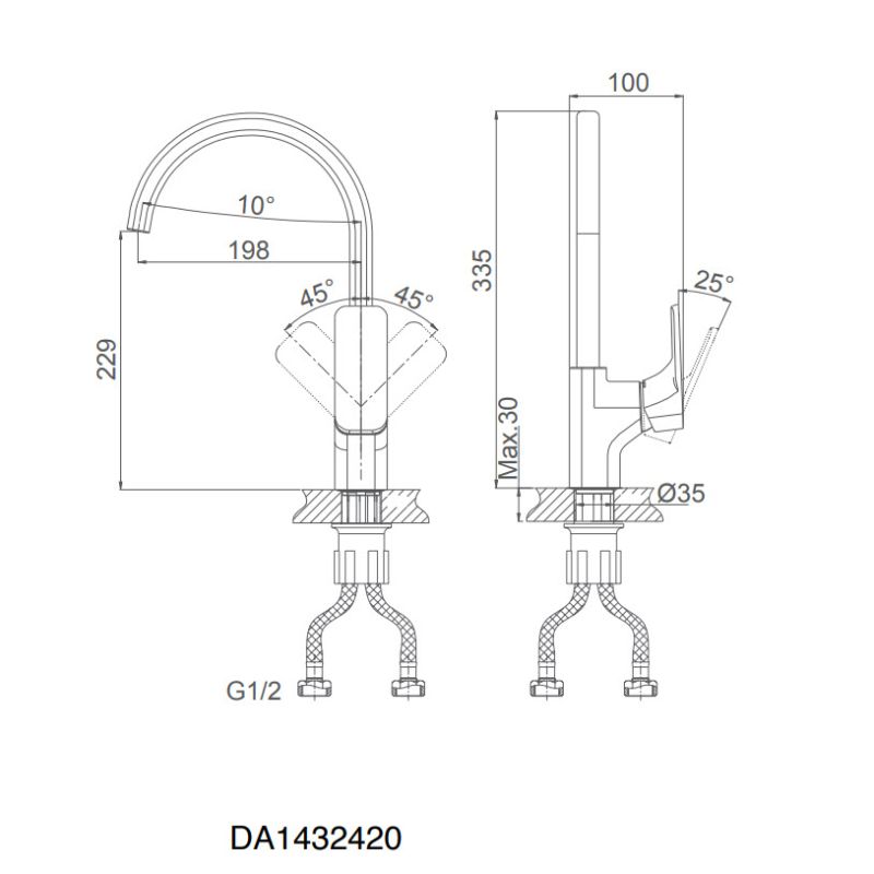 Смеситель для кухни D&K Rhein Schiller DA1462501C