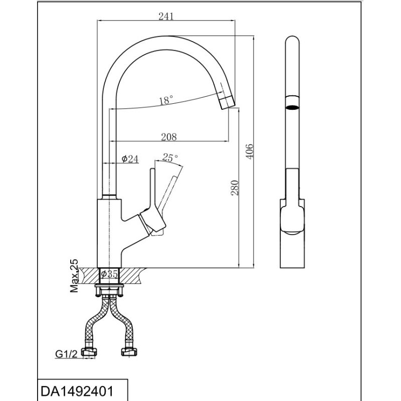 Смеситель для кухни D&K Bayern.Fürth DA1522401 хром