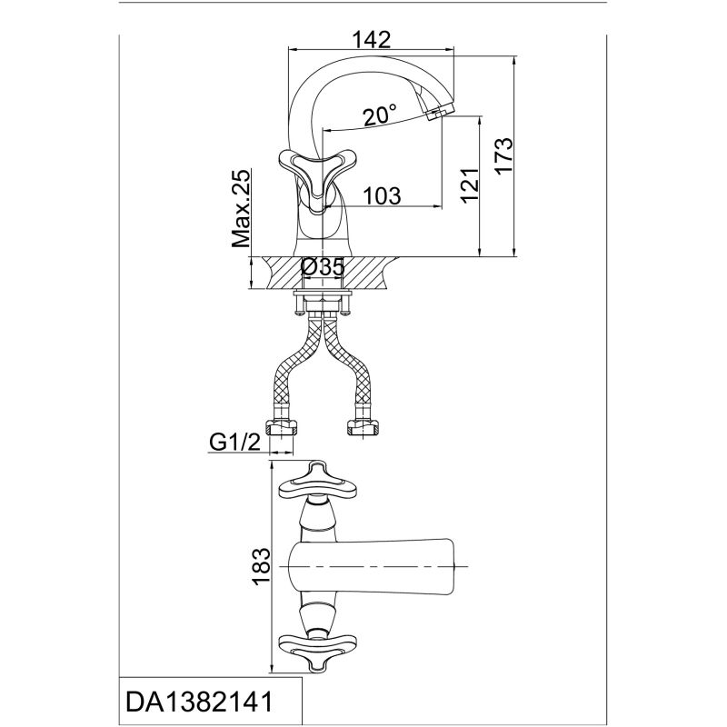 Смеситель для раковины D&K Hessen Goethe DA1382141