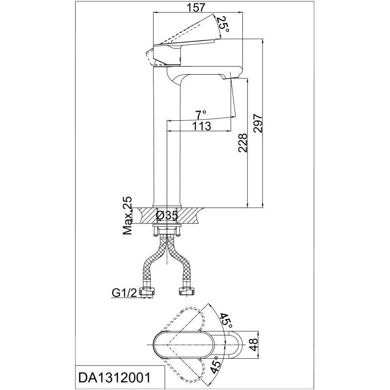 Смеситель для раковины D&K Rhein Speyer DA1312001 Хром